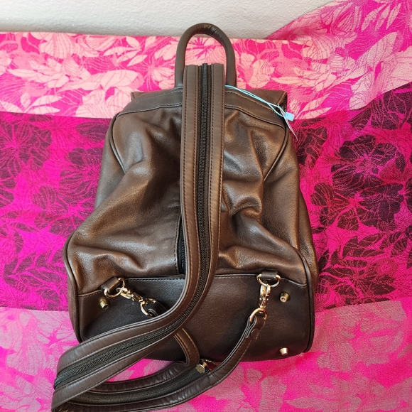 Charter Club Classics Medium Brown Leather Sling Backpack Purse with Drawstring. - Picture 6 of 9